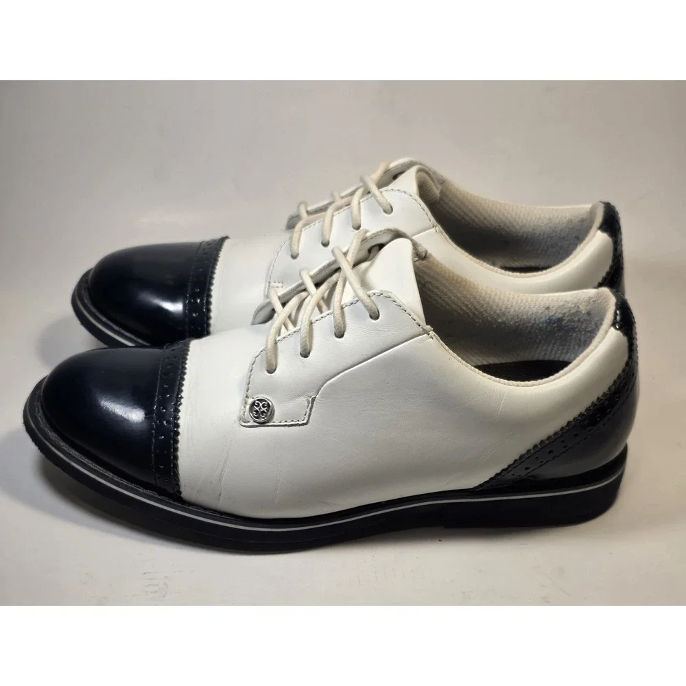 G/FORE White and Navy Two-Tone Golf Oxfords - Picture 4 of 11